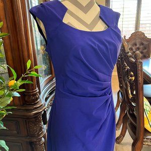 Calvin Klein | purple/blue horseshoe neckline ruched dress | size 8